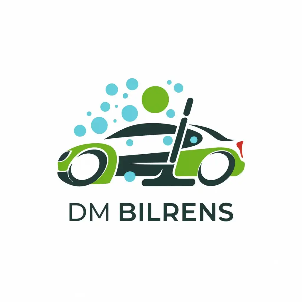 a logo design,with the text "DM Bilrens", main symbol:Car, cleaning,Moderate,clear background