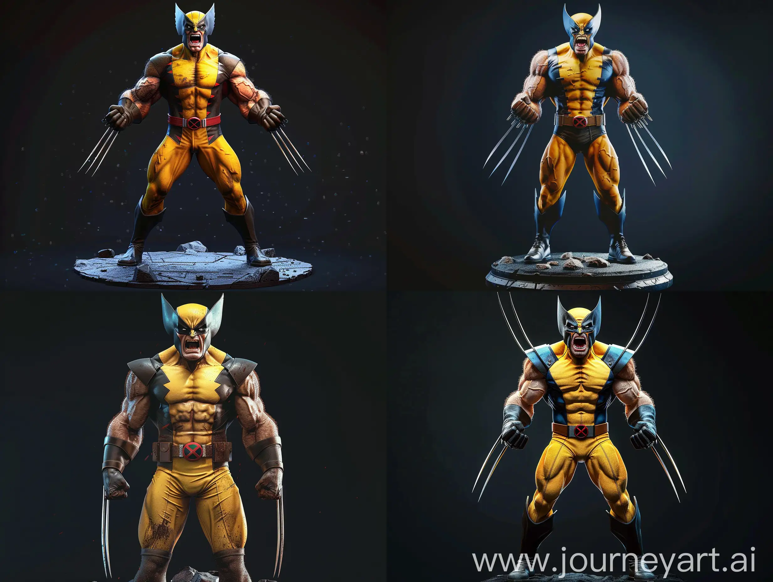 Wolverine-Marvel-Comics-Character-with-Open-Mouth-and-Fists-on-Black-Background