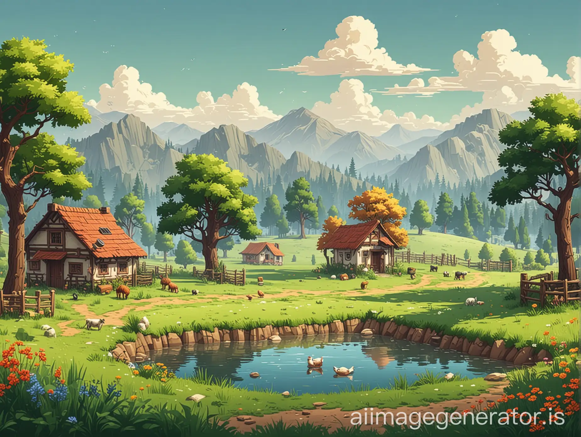 Pastoral-Game-Background-in-2D-Pixel-Art-Style