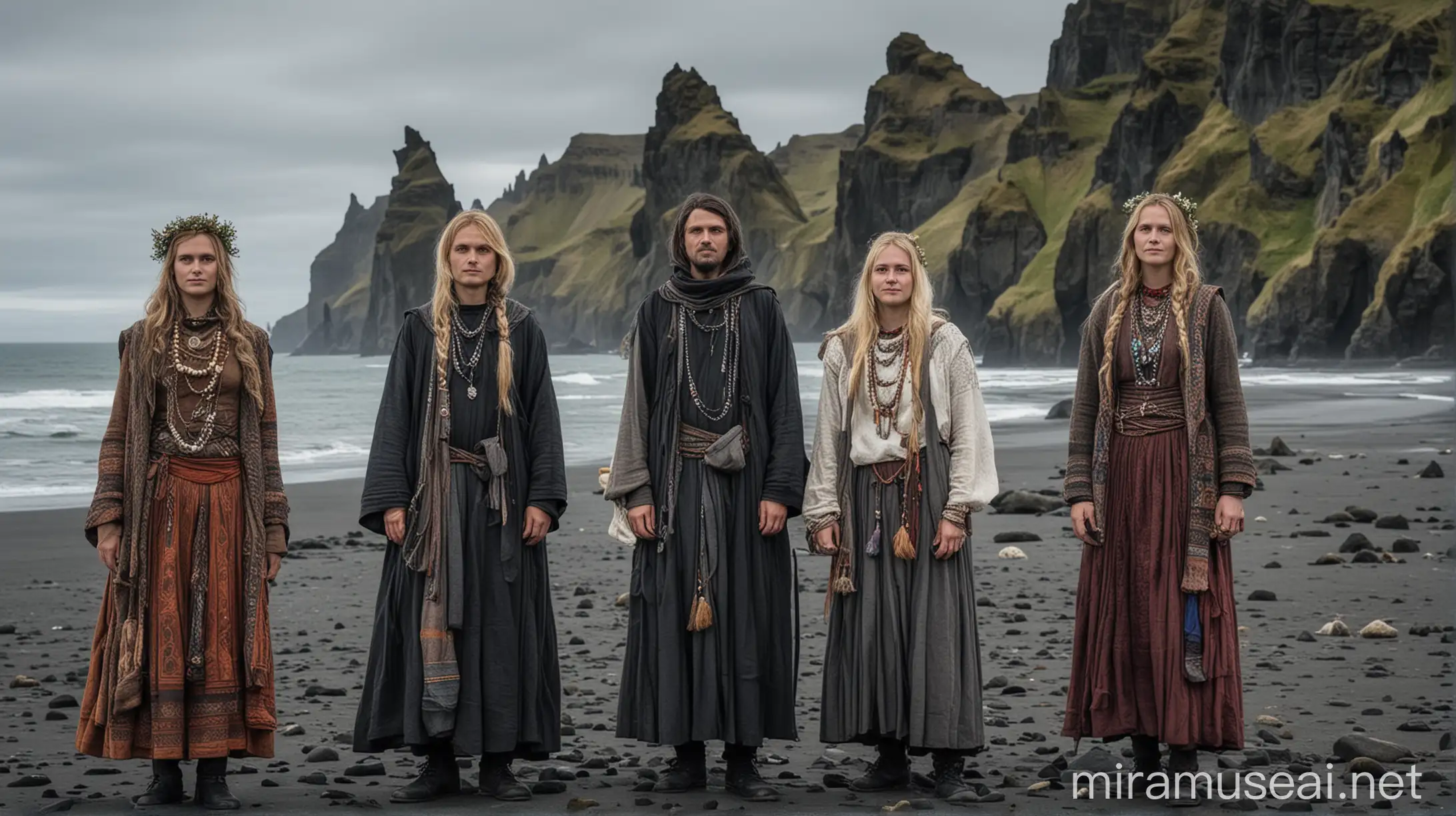 
the local outfits of people of Reynisdrangar