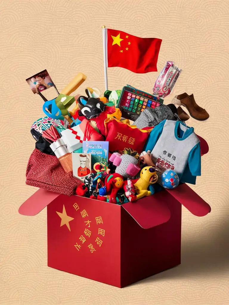 Chinese-Flag-Box-with-Toys-Shoes-Clothing-Cosmetics-and-Books