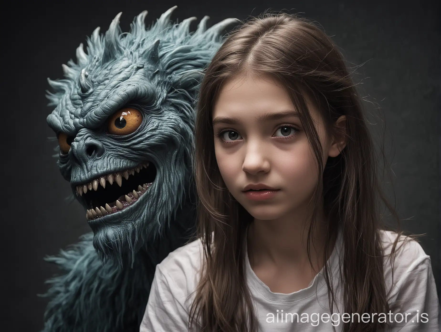 Adventurous-Girl-Playing-with-Friendly-Monster-in-Enchanted-Forest