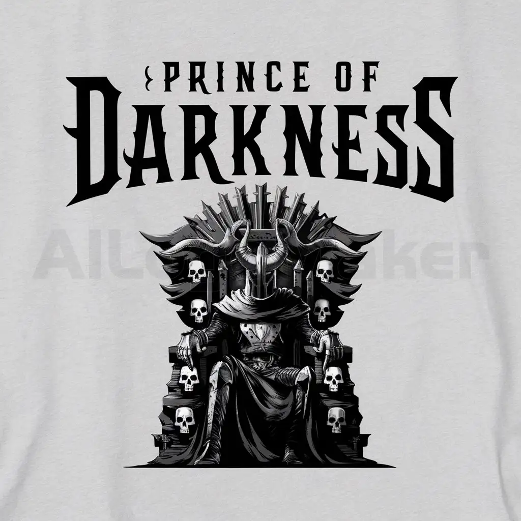 a logo design,with the text "prince of darkness", main symbol:knight on throne,Moderate,be used in Entertainment industry,clear background