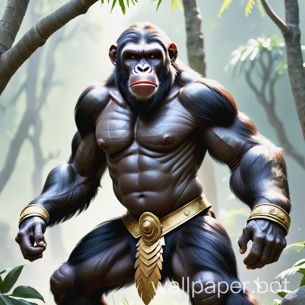 Majestic-Ape-Warrior-Standing-Proudly-Amidst-Nature