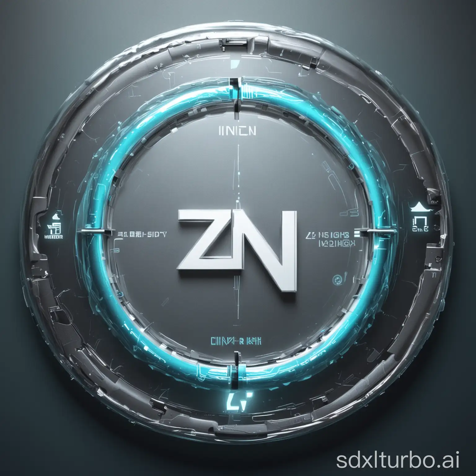 圆形，Zn离子电池，logo，科技未来风格，清晰，效率，视觉冲击，环保