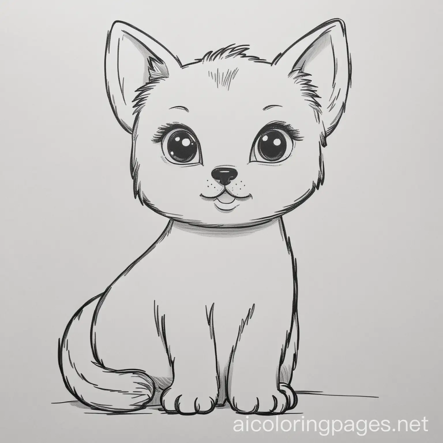Simple-Pet-Animal-Coloring-Page-Black-and-White-Line-Art-on-White-Background