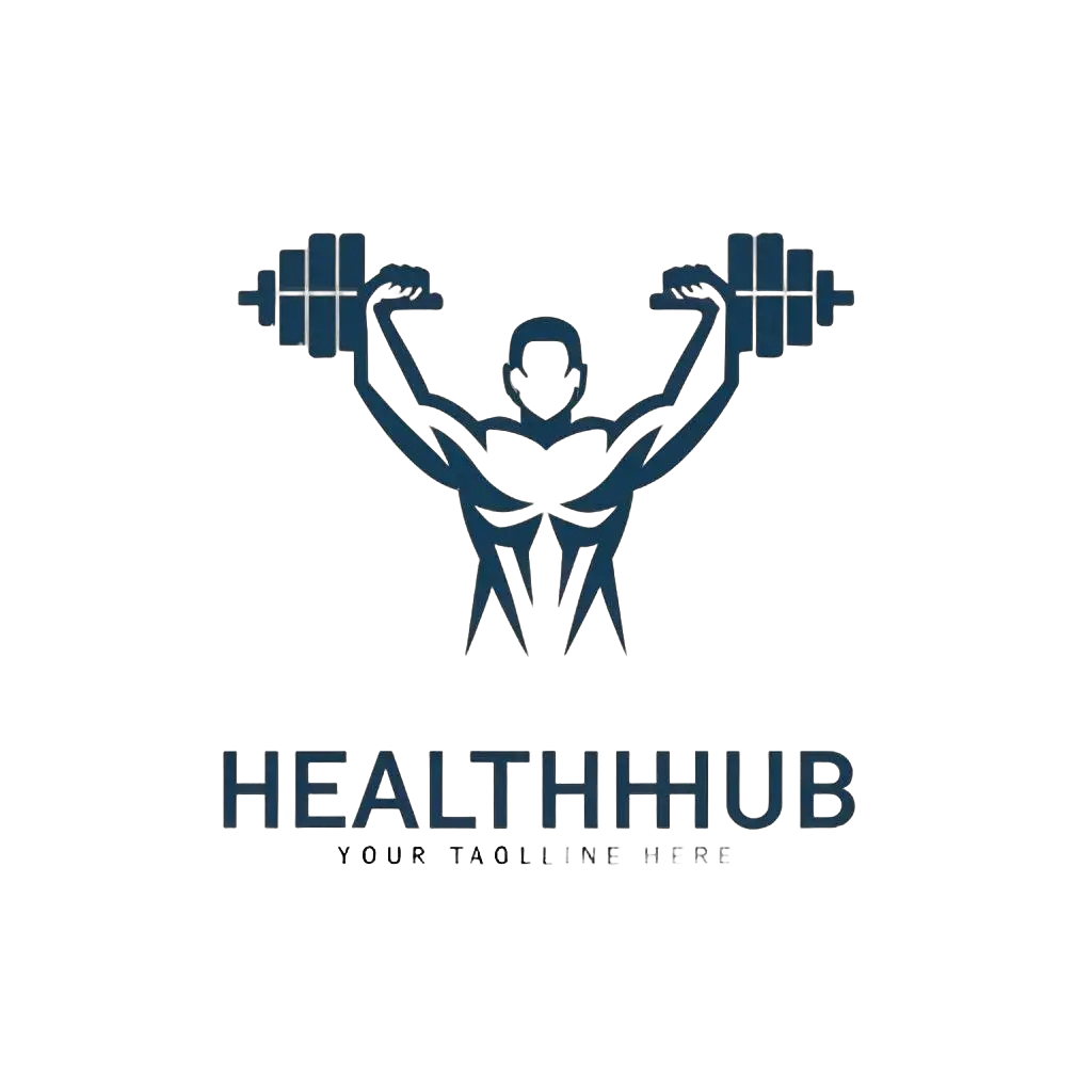 a logo design,with the text "Health Hub", main symbol:body builder,Moderate,be used in Sports Fitness industry,clear background