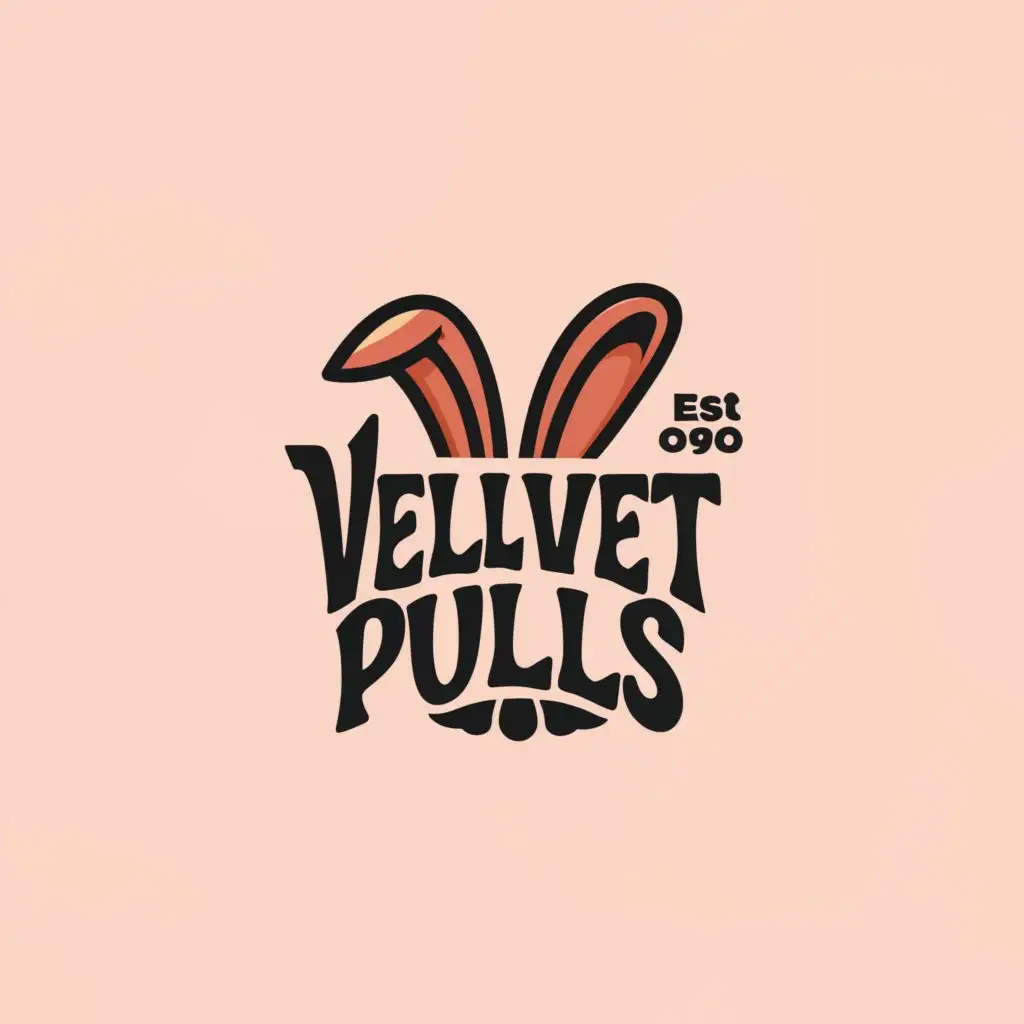 a logo design,with the text "Velvet pulls", main symbol:Hare, model, T-shirt, cap, clothing, bugs bunny,Minimalistic,be used in clothing industry,clear background