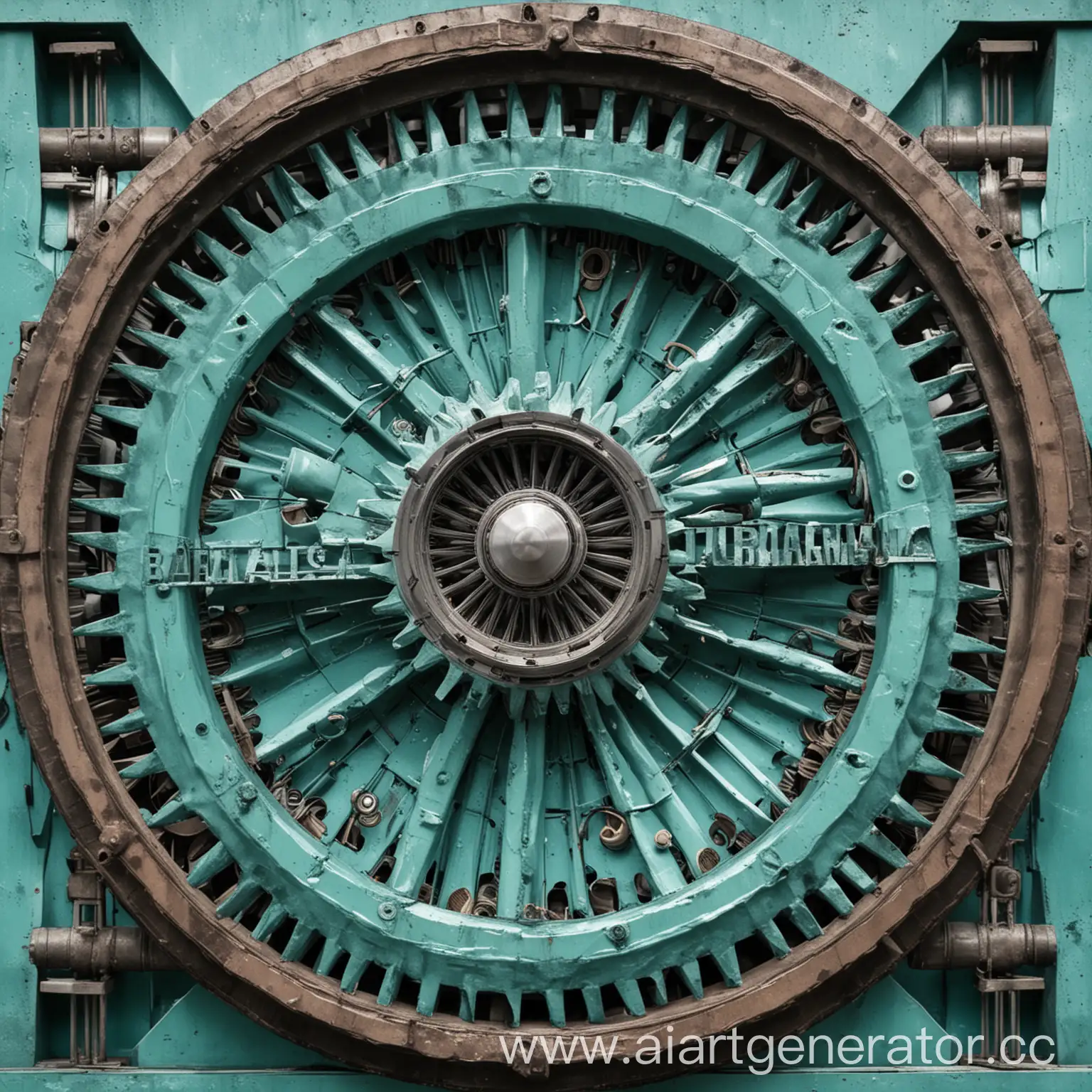 Baltic-Turbine-Mechanical-Plant-Logo-Steam-Turbine-Repair-with-Turquoise-Gears