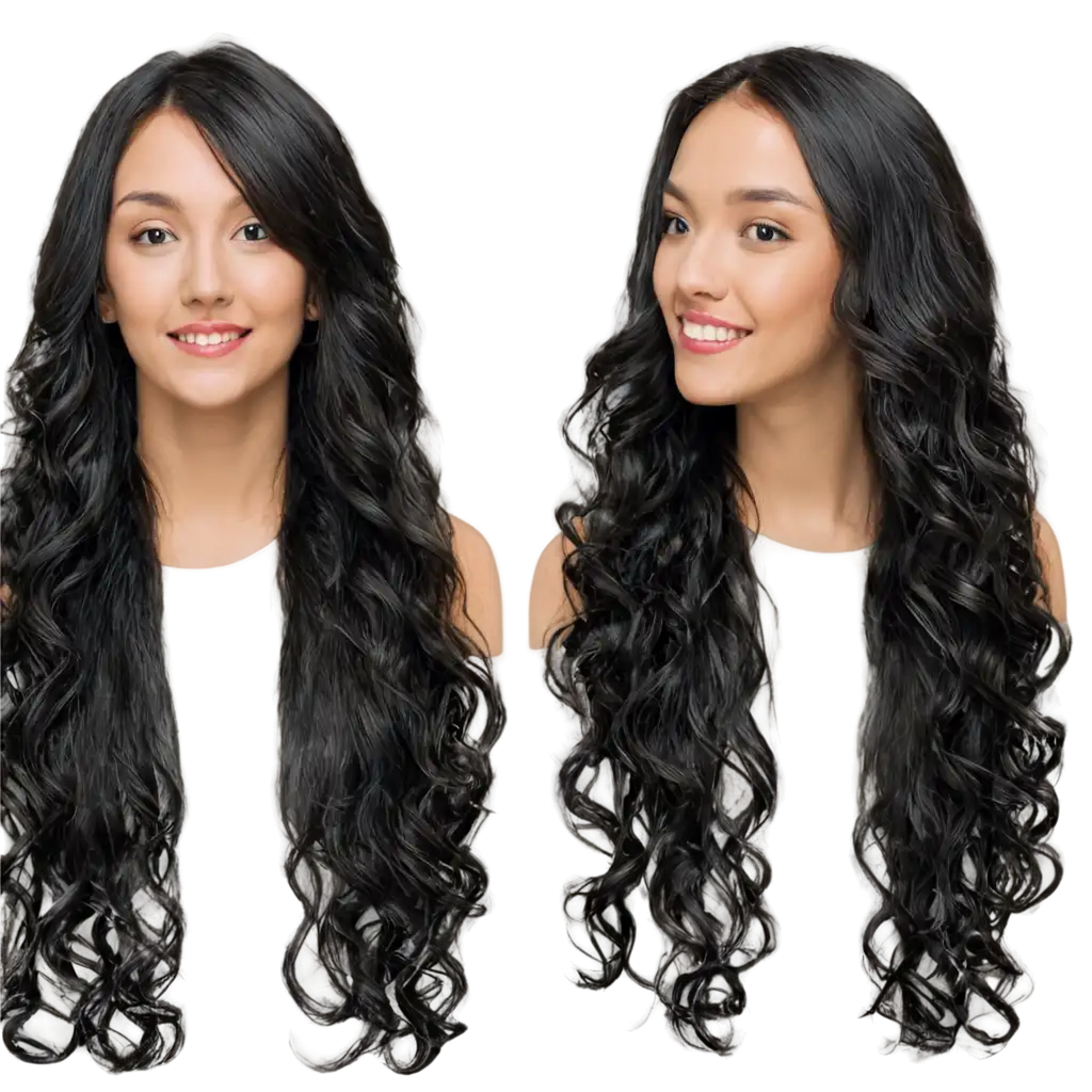 Exquisite-PNG-Illustration-Captivating-Black-Curly-Wavy-Women-Long-Wig-Hair