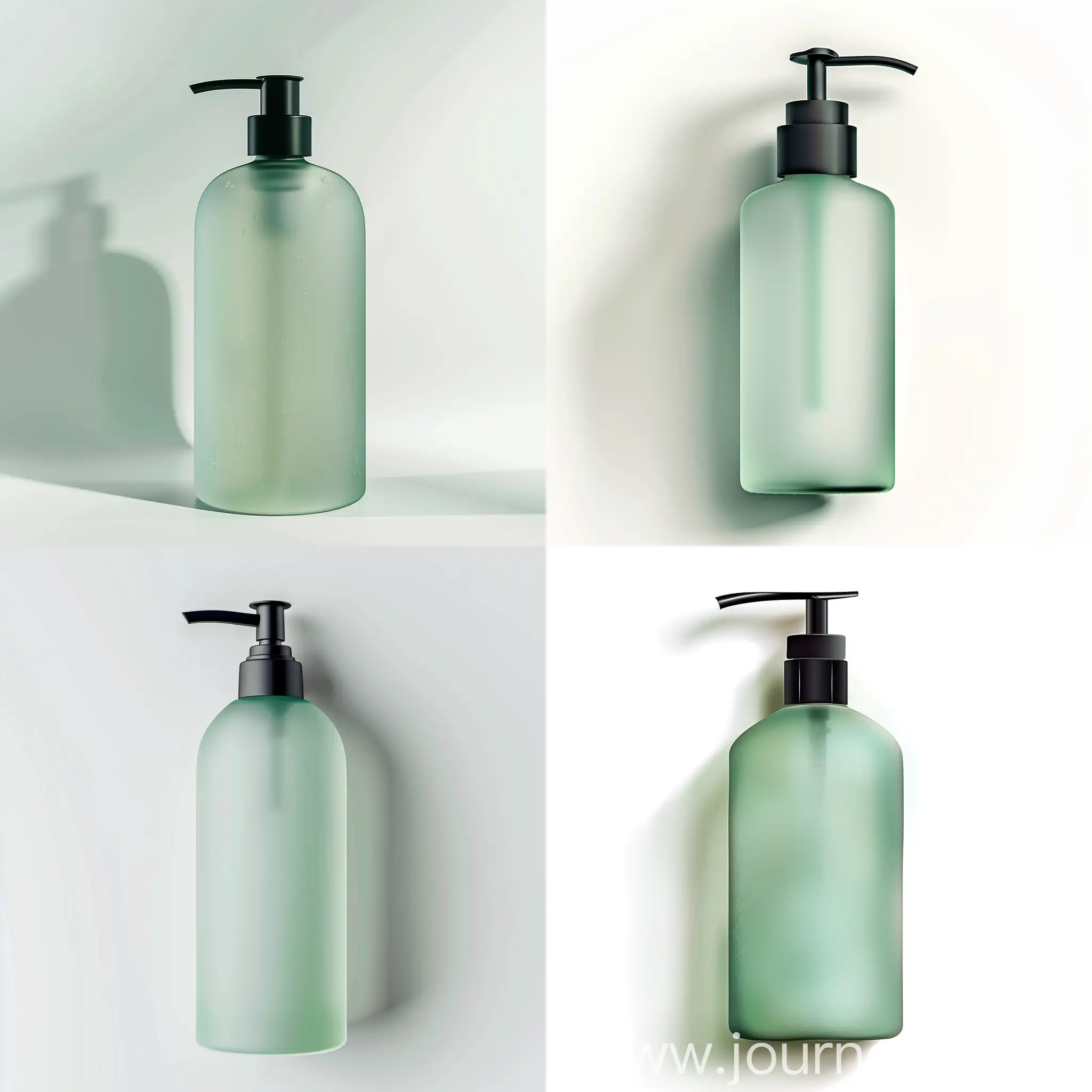 Minimalist-Frosted-Glass-Shampoo-Bottle-with-Black-Pump-on-White-Background