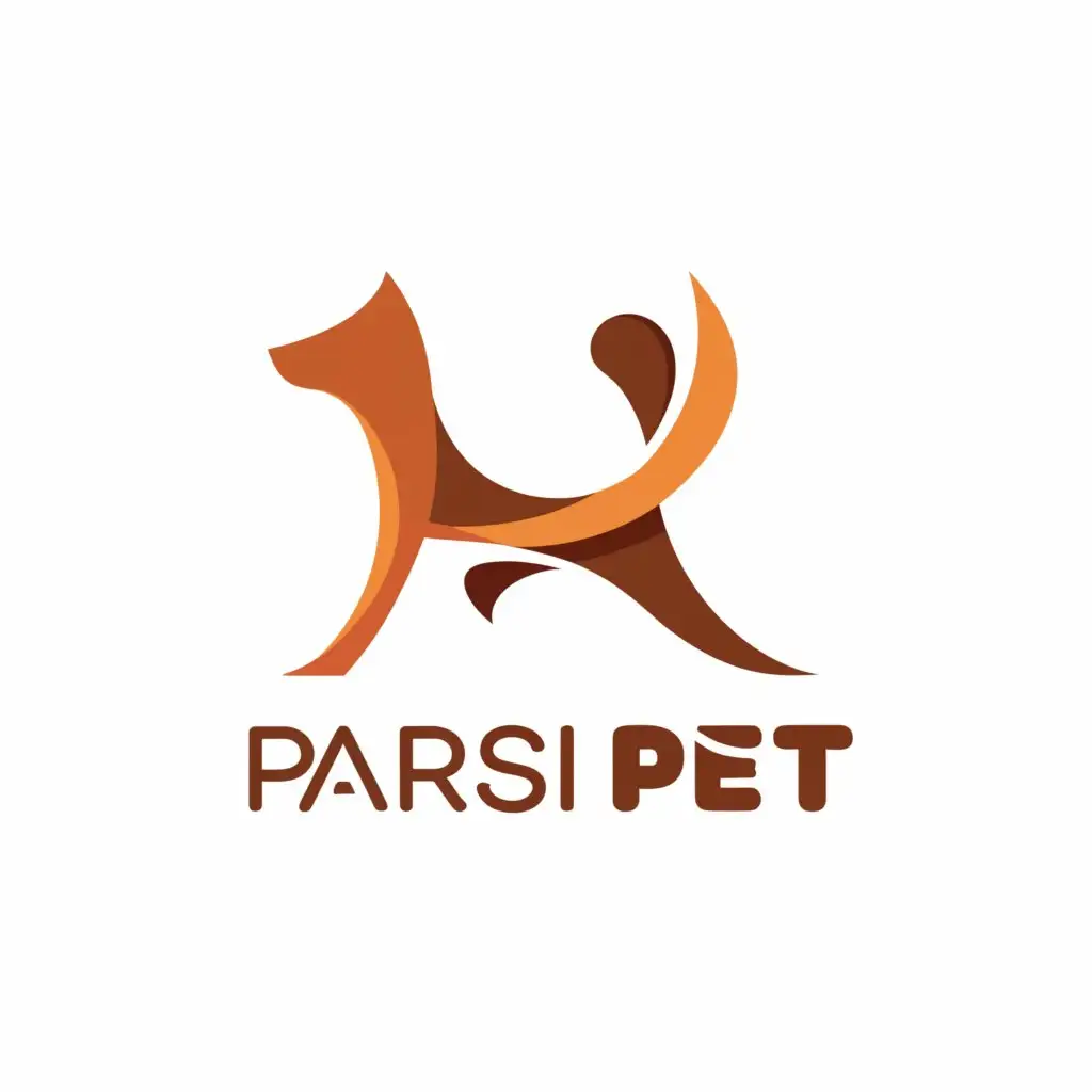 a logo design,with the text "Parsi Pet", main symbol:dog/ cat / P letter,Minimalistic,clear background