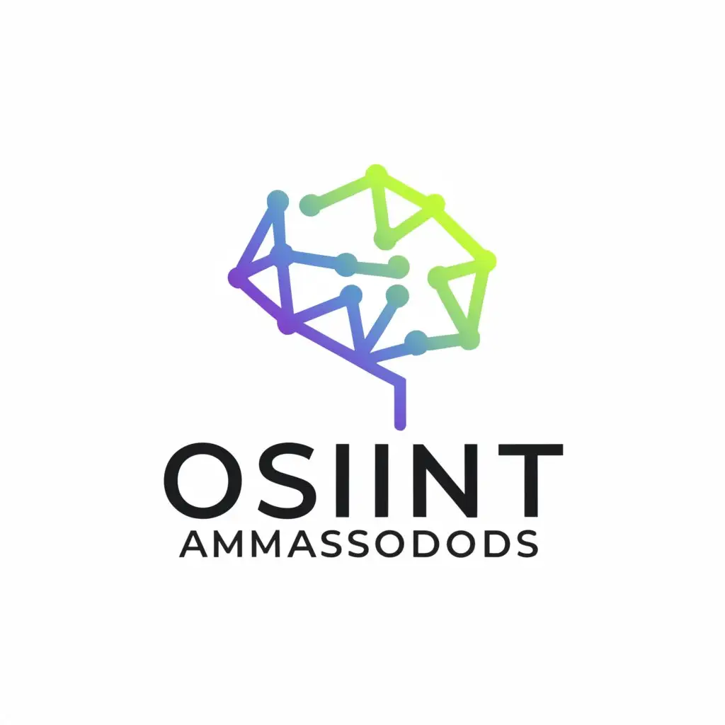 a logo design,with the text "OSINT Ambassadors", main symbol:A brain/ social media symbol,Moderate,clear background