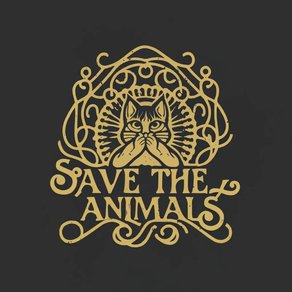 a logo design,with the text "Save the animals", main symbol:cat prays,complex,be used in Animals Pets industry,clear background
