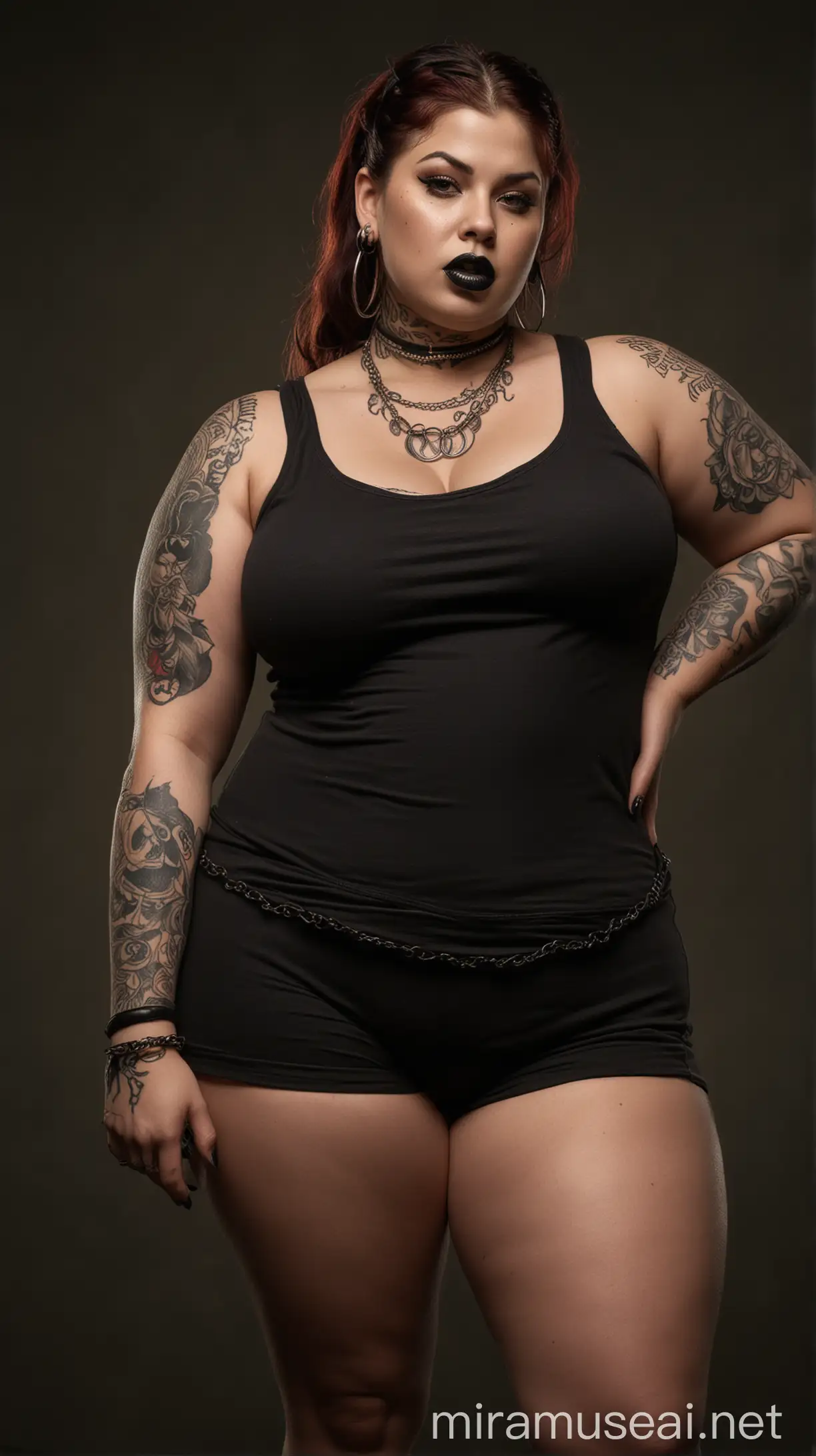 Intense Portrait of a Tattooed Chola Woman in a Dramatic Renaissance Pose
