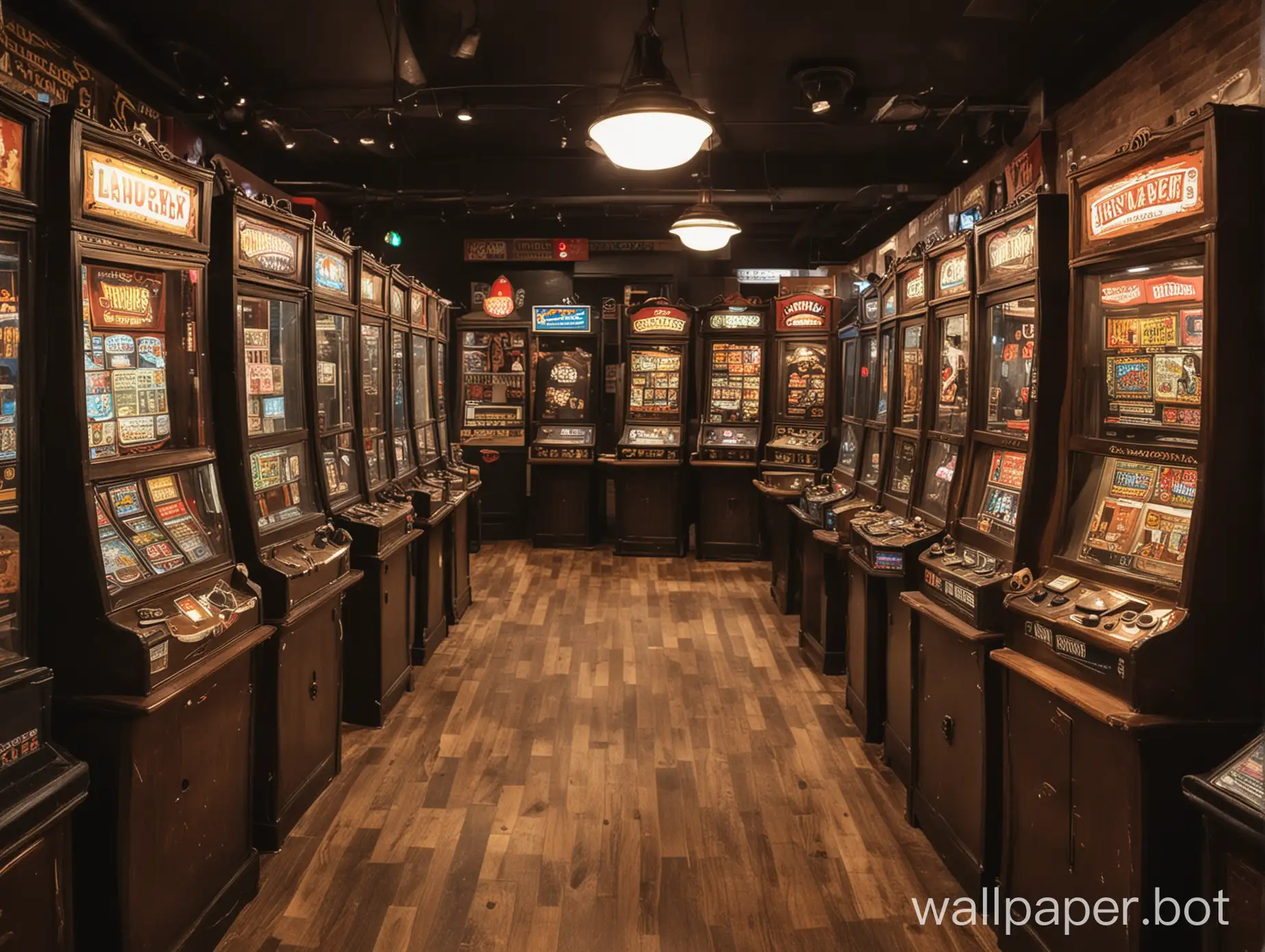 Vibrant-Scene-Inside-a-Penny-Arcade-with-Arcade-Games-and-Diverse-Crowd