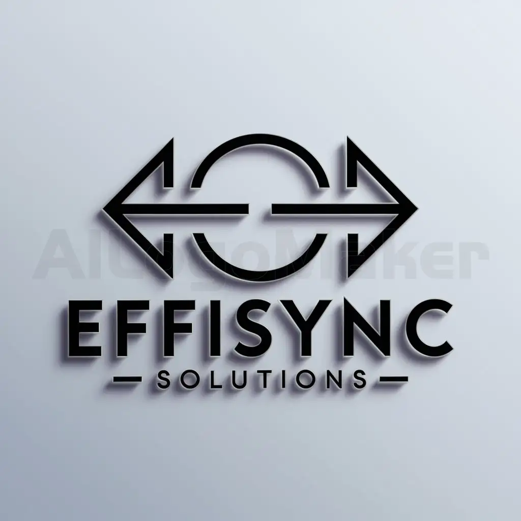 a logo design,with the text "Effisync Solutions", main symbol:An arrow forming a continuous loop or infinity symbol.,complex,be used in Technology industry,clear background