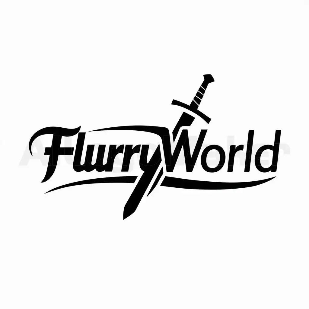 a logo design,with the text "FlurryWorld", main symbol:Sword,Moderate,clear background