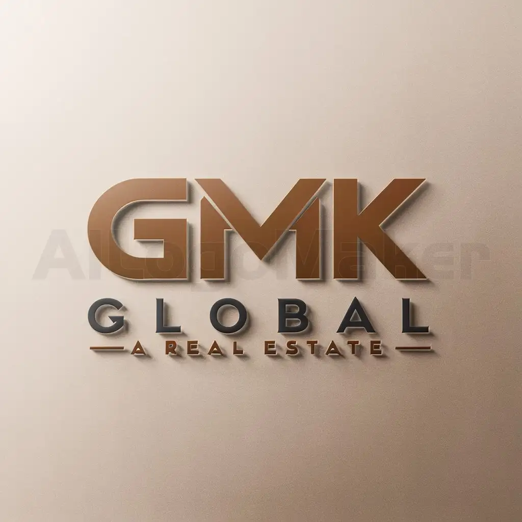 a logo design,with the text "GMK", main symbol:GLOBAL,Moderate,be used in Real Estate industry,clear background