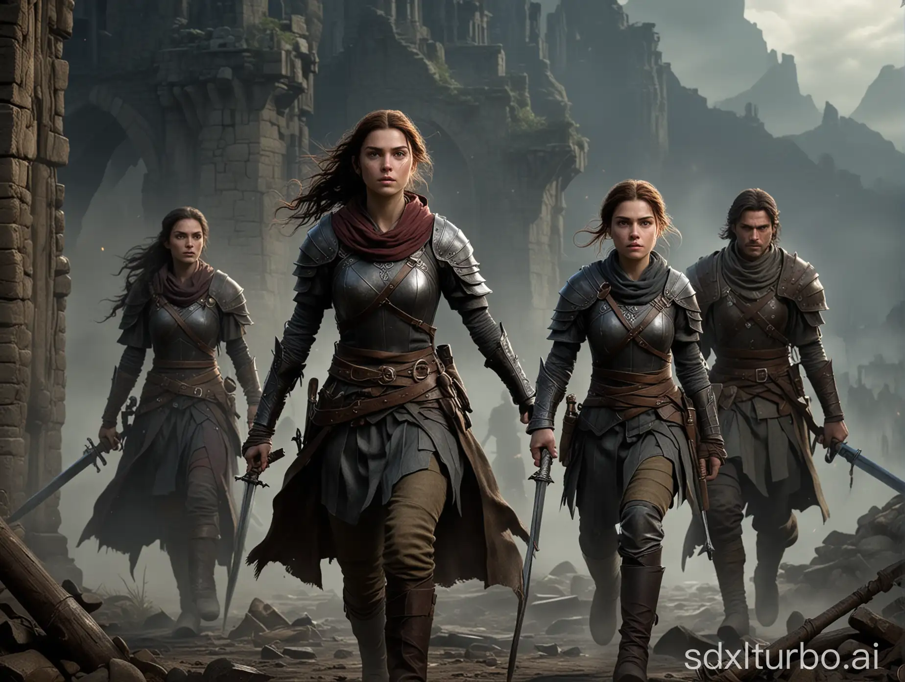 Young-Sorceress-Arya-and-Companions-Confront-Dark-Forces-in-Forgotten-Ruins