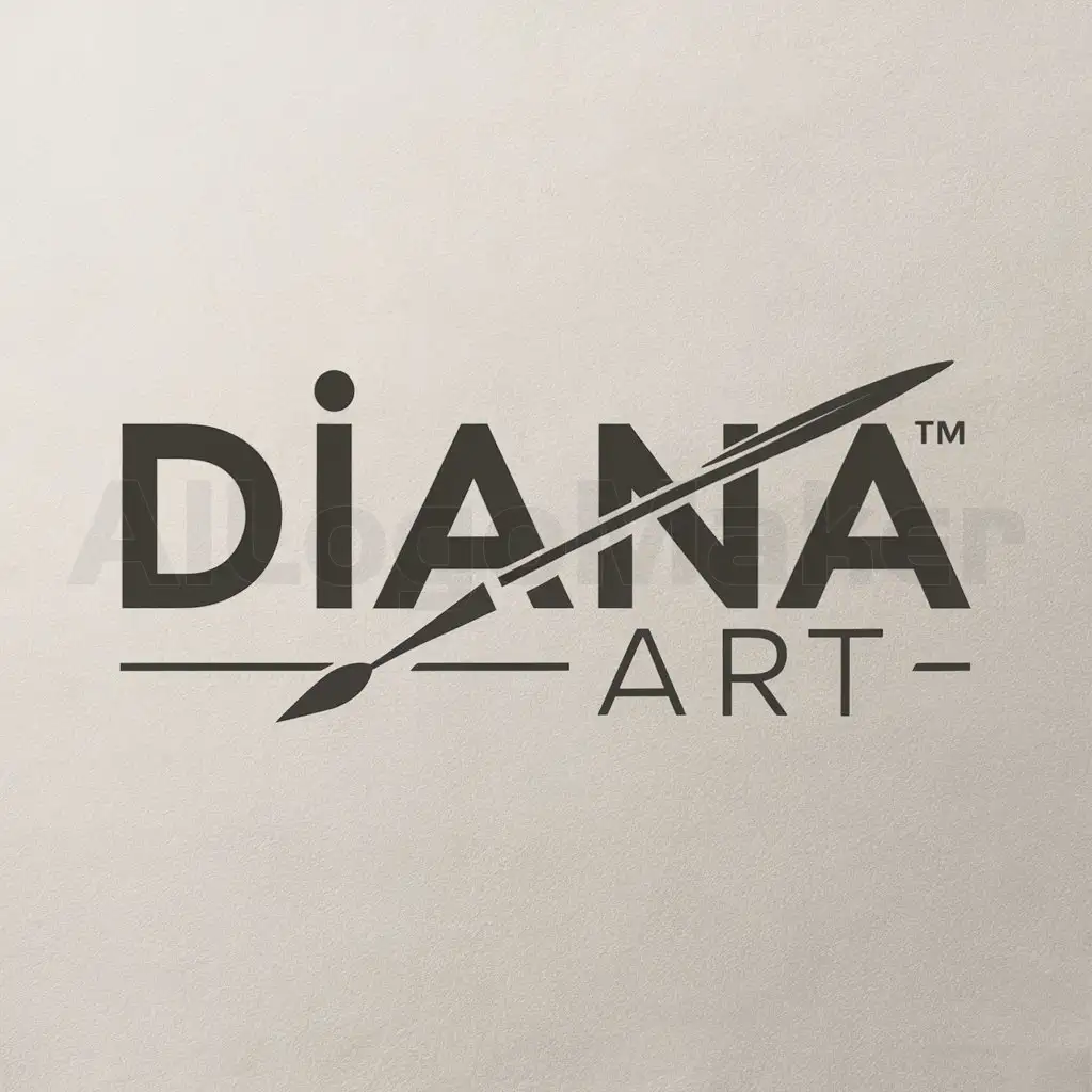 a logo design,with the text "Diana Art", main symbol:watercolor paintbrus,Moderate,be used in art industry,clear background
