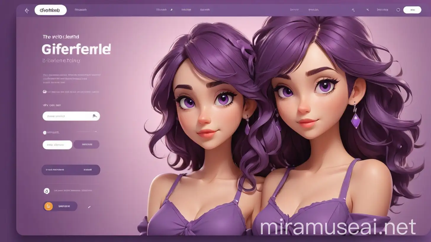 Website for girlfriend page design, user interface, purple color ui, ux, ui/ux, website, vector illustration 