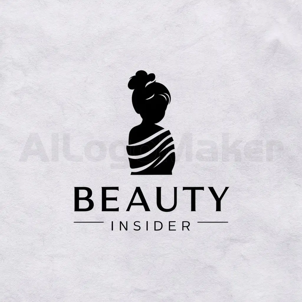 a logo design,with the text "Beauty Insider", main symbol:silhouette of a girl in a bath towel,Moderate,be used in Beauty Spa industry,clear background