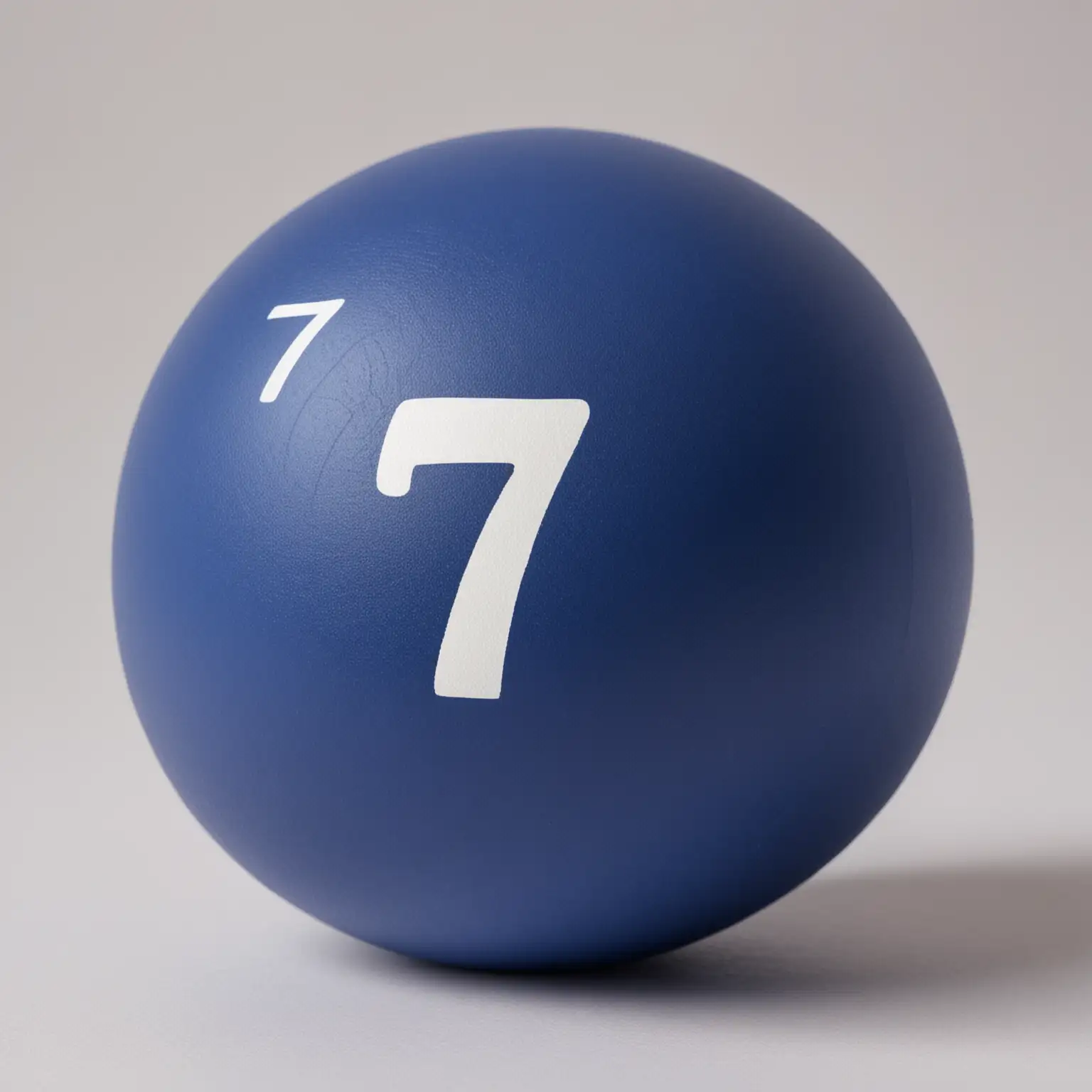 dark blue matt ball with one letter "7" printed on the ball
