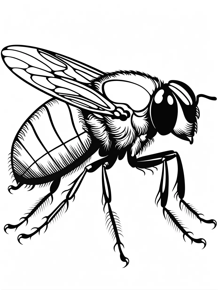 Detailed-Coloring-Page-of-a-Buzzing-Housefly-with-Large-Compound-Eyes