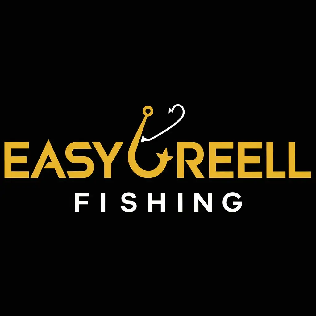 Easy Reel Fishing logo, only text in yellow colors? try to change some letters to fishing tools