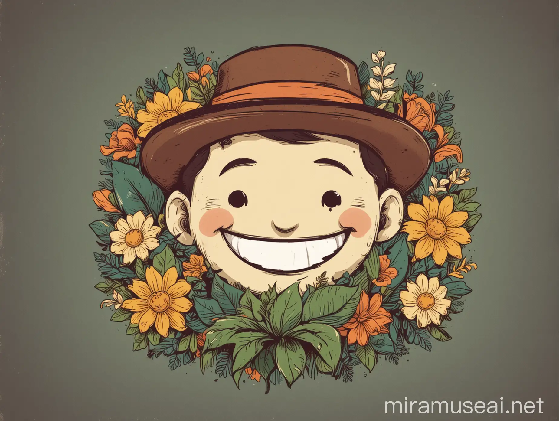 Smiling Gentleman Adorning Campus with Flowers Illustration Style