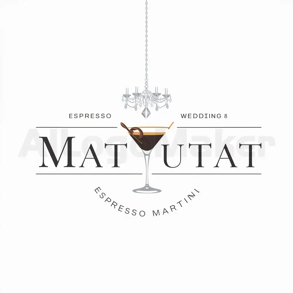 a logo design,with the text "Mattutat", main symbol:make an espresso martini out of chandeliers into a wedding logo. The final image must incorporate the letter M into the final logo. The logo should have a simple, regal, elegant and timeless look.,Moderate,be used in wedding industry,clear background