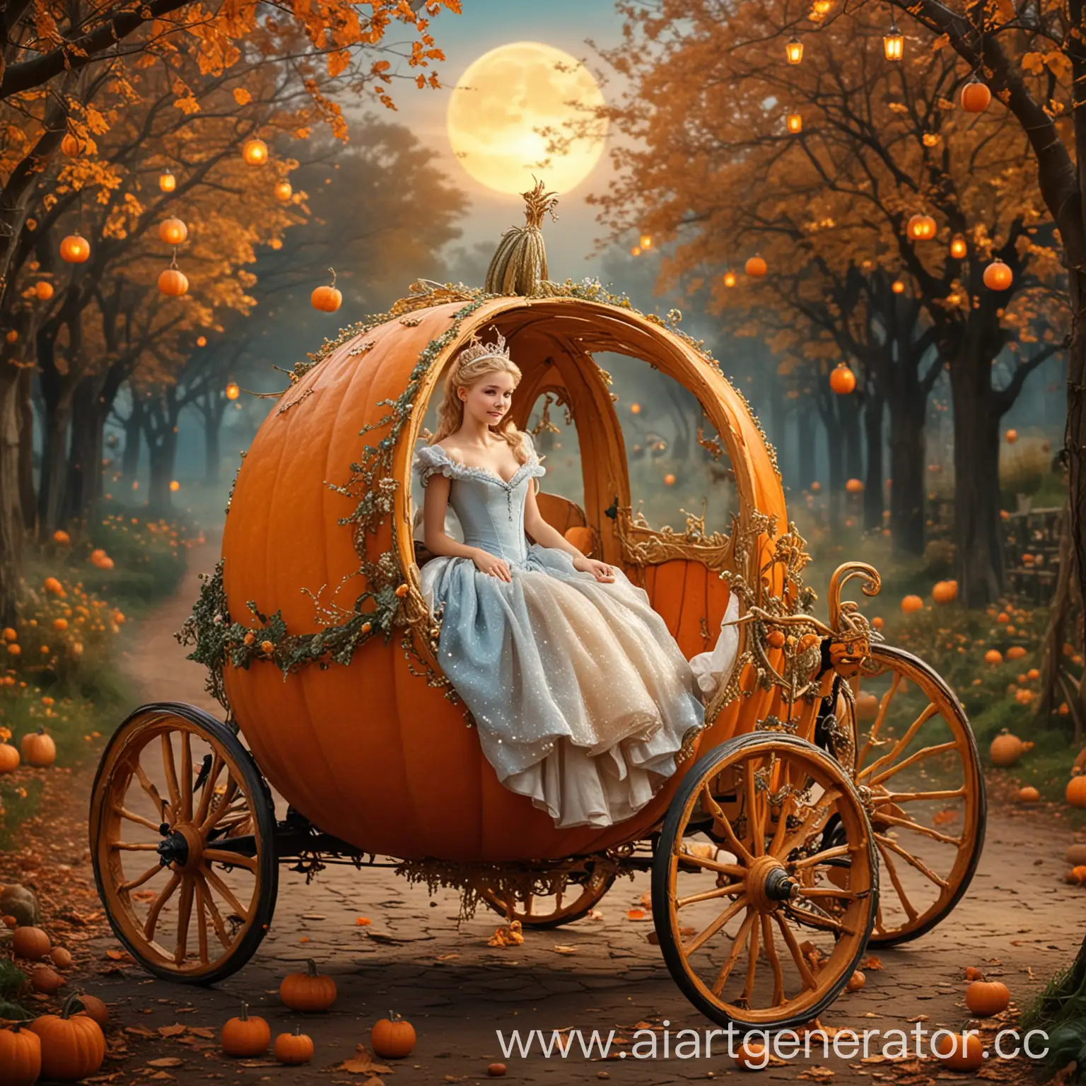 Magical-Cinderella-Arrives-at-the-Ball-in-a-Pumpkin-Carriage-Surrounded-by-Enchanting-Fairies