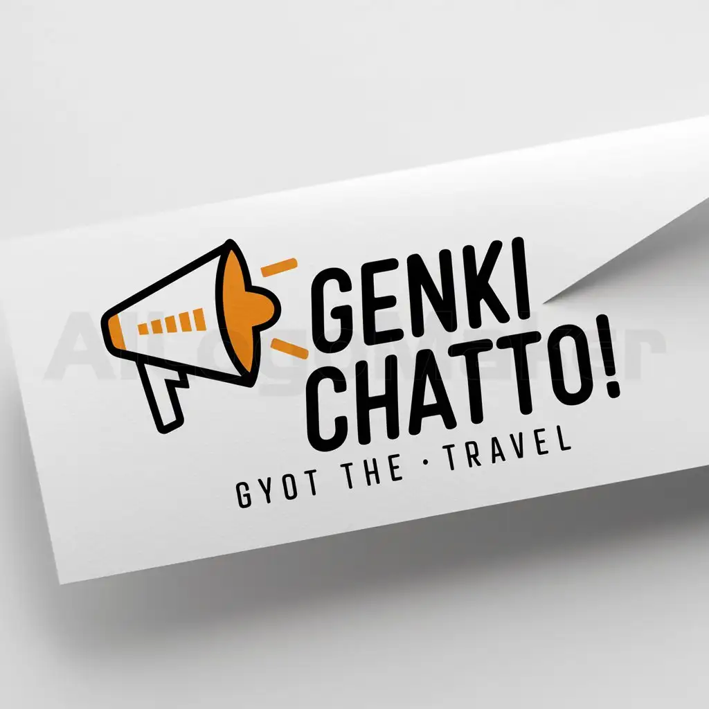 a logo design,with the text "Genki chatto!", main symbol:megaphone hop,Minimalistic,be used in Travel industry,clear background