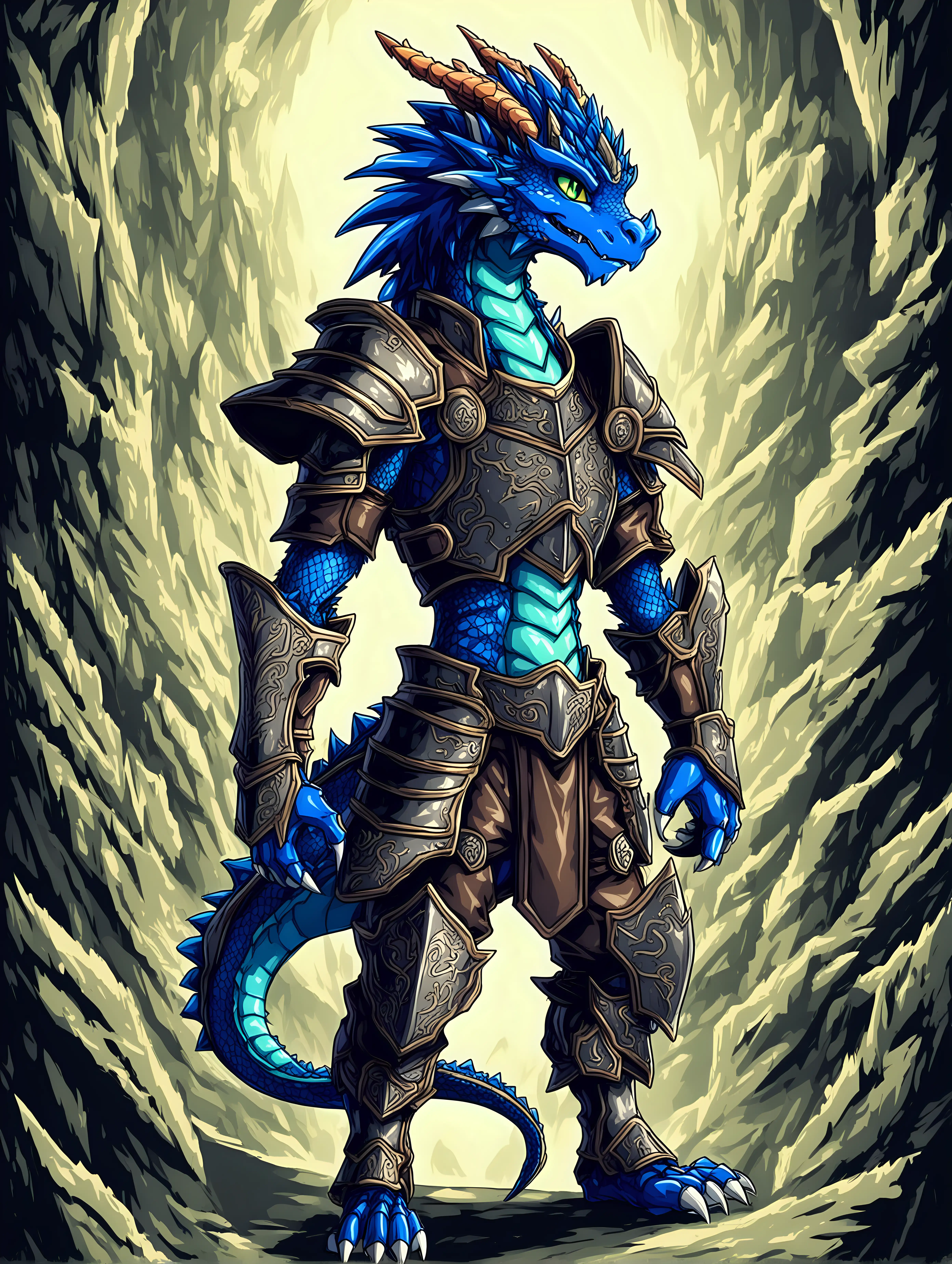 Fantasy-Adventurer-in-Leather-Armor-Encounter-with-Anime-Furry-Dragonboy