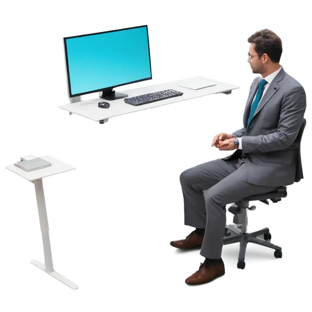 Professional-PNG-Image-Doctor-Sitting-at-Desk-Oblique-View