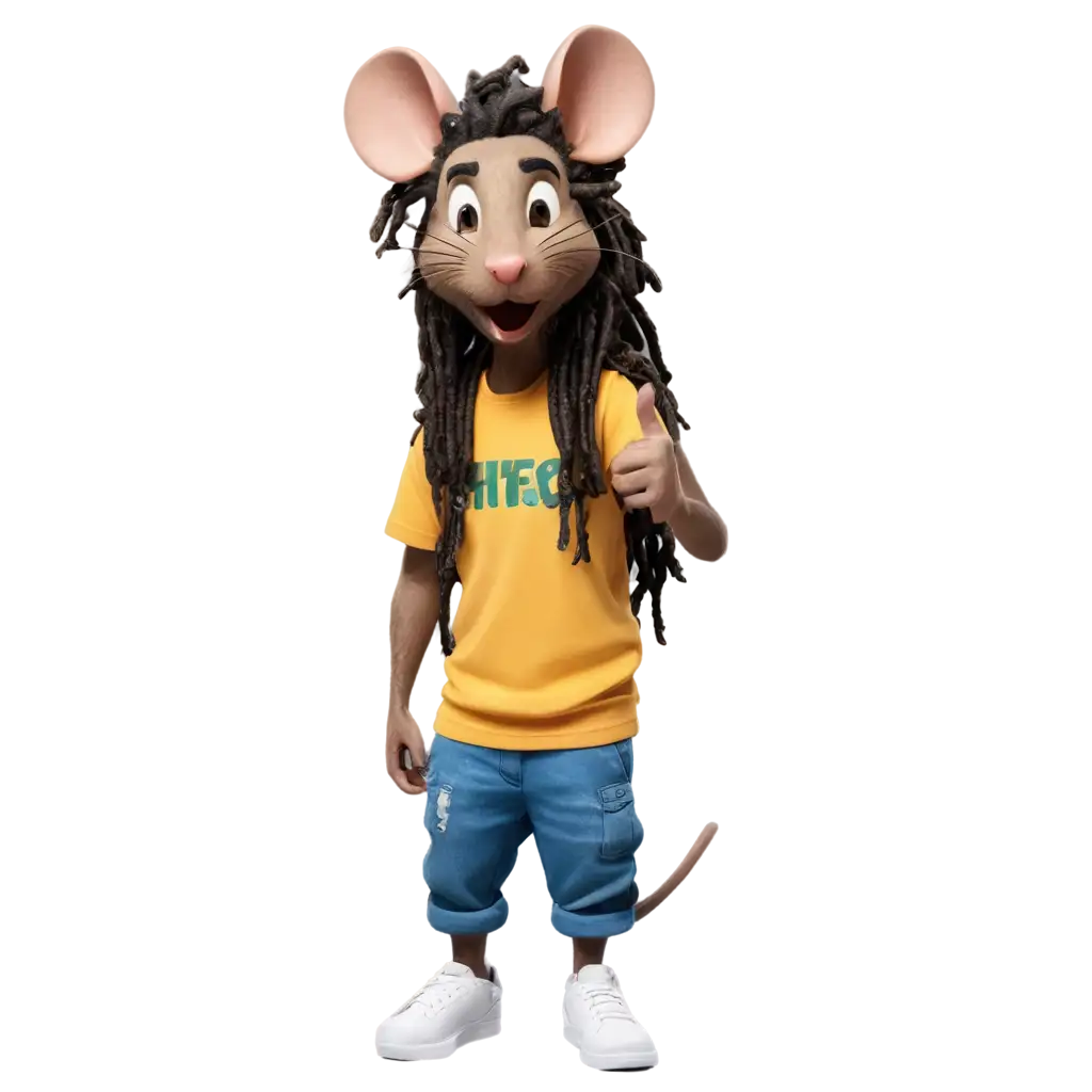 A rapper mouse with dreadlocks and a spliff