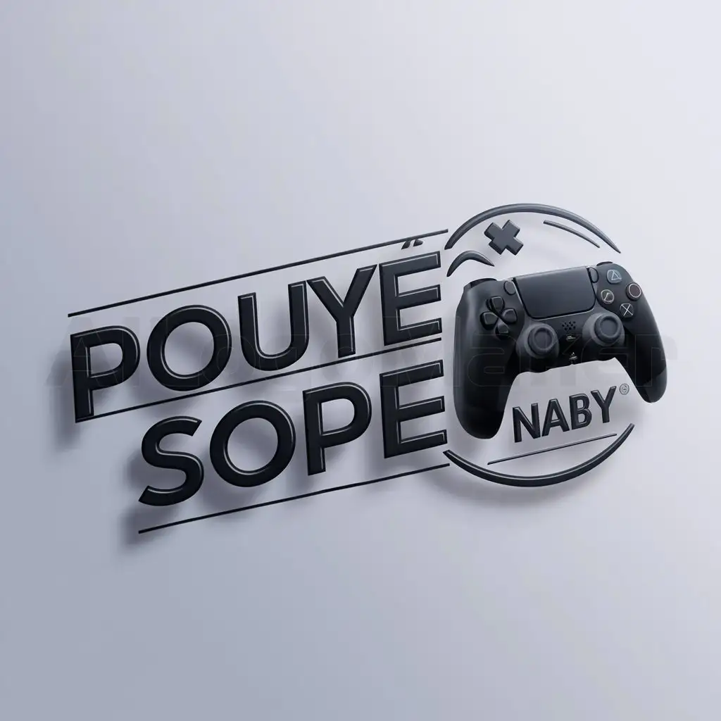 a logo design,with the text "Pouye Sope Naby", main symbol:PlayStation or a PlayStation controller,complex,be used in Salle de jeux industry,clear background