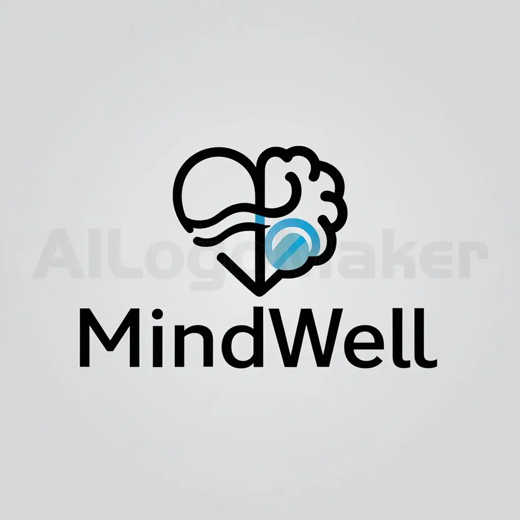 a logo design,with the text "MindWell", main symbol:heart/brain/health/pressure,Moderate,clear background