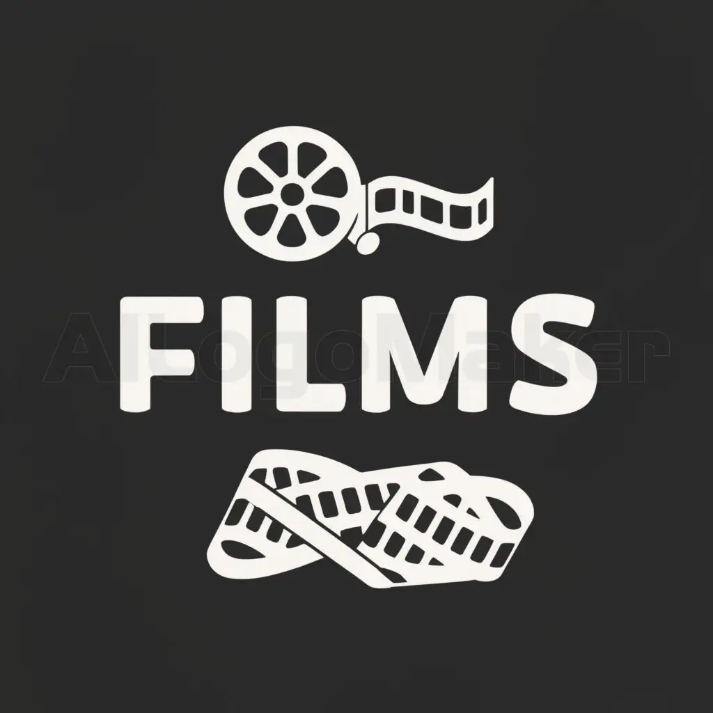 a logo design,with the text "Films", main symbol:Film,Minimalistic,be used in Entertainment industry,clear background