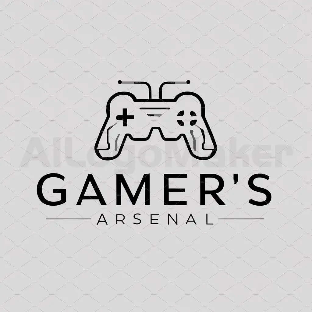 a logo design,with the text "Gamer's Arsenal", main symbol:controller,Moderate,be used in Technology industry,clear background