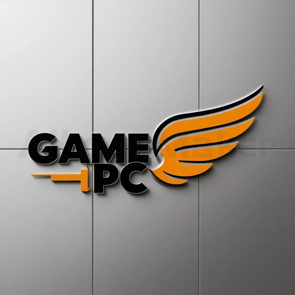 a logo design,with the text "Game PC", main symbol:Wing,Moderate,be used in 0 industry,clear background