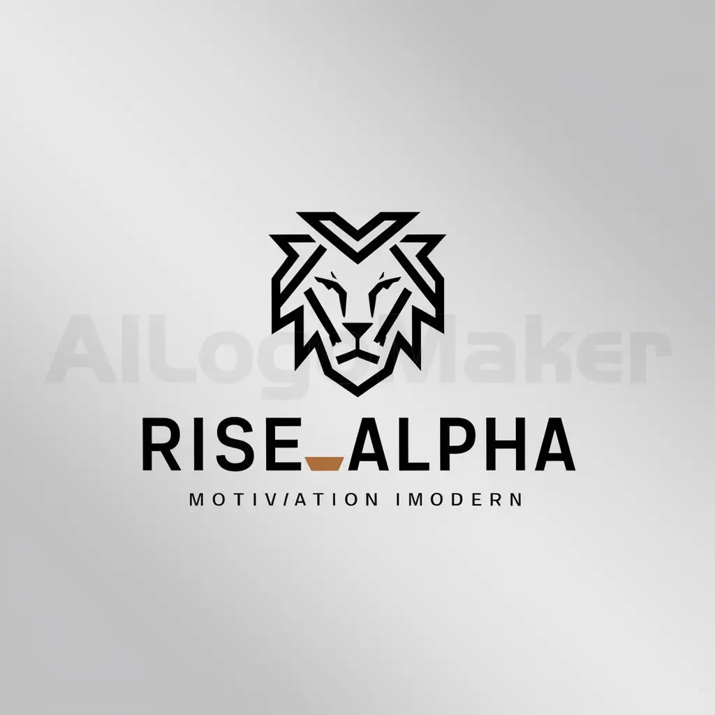 a logo design,with the text "RISE_ALPHA", main symbol:lion,Minimalistic,be used in MOTIVATION industry,clear background