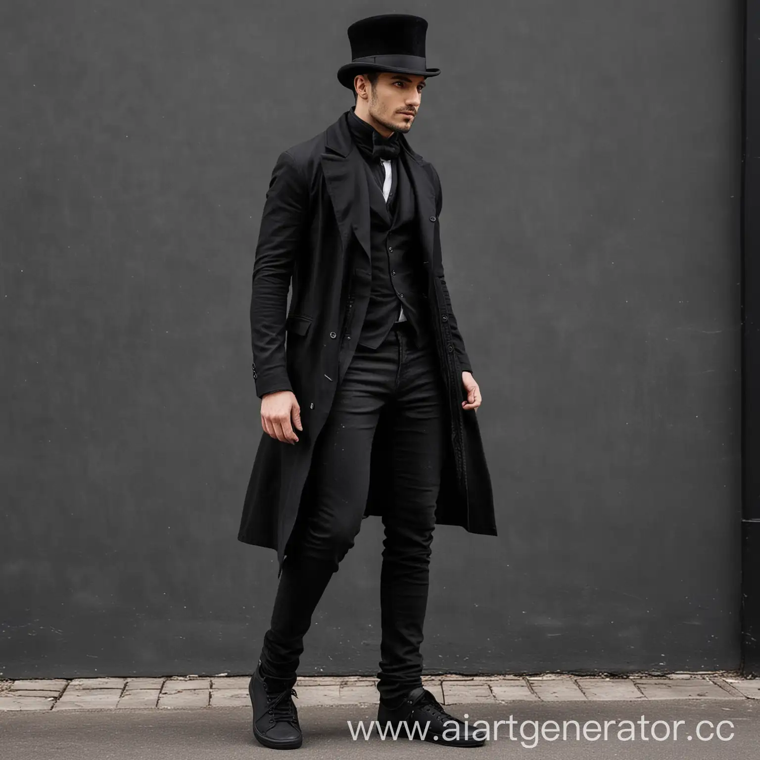 Elegant-Man-in-Black-Mysterious-Figure-with-Godlike-Power-and-Stylish-Attire