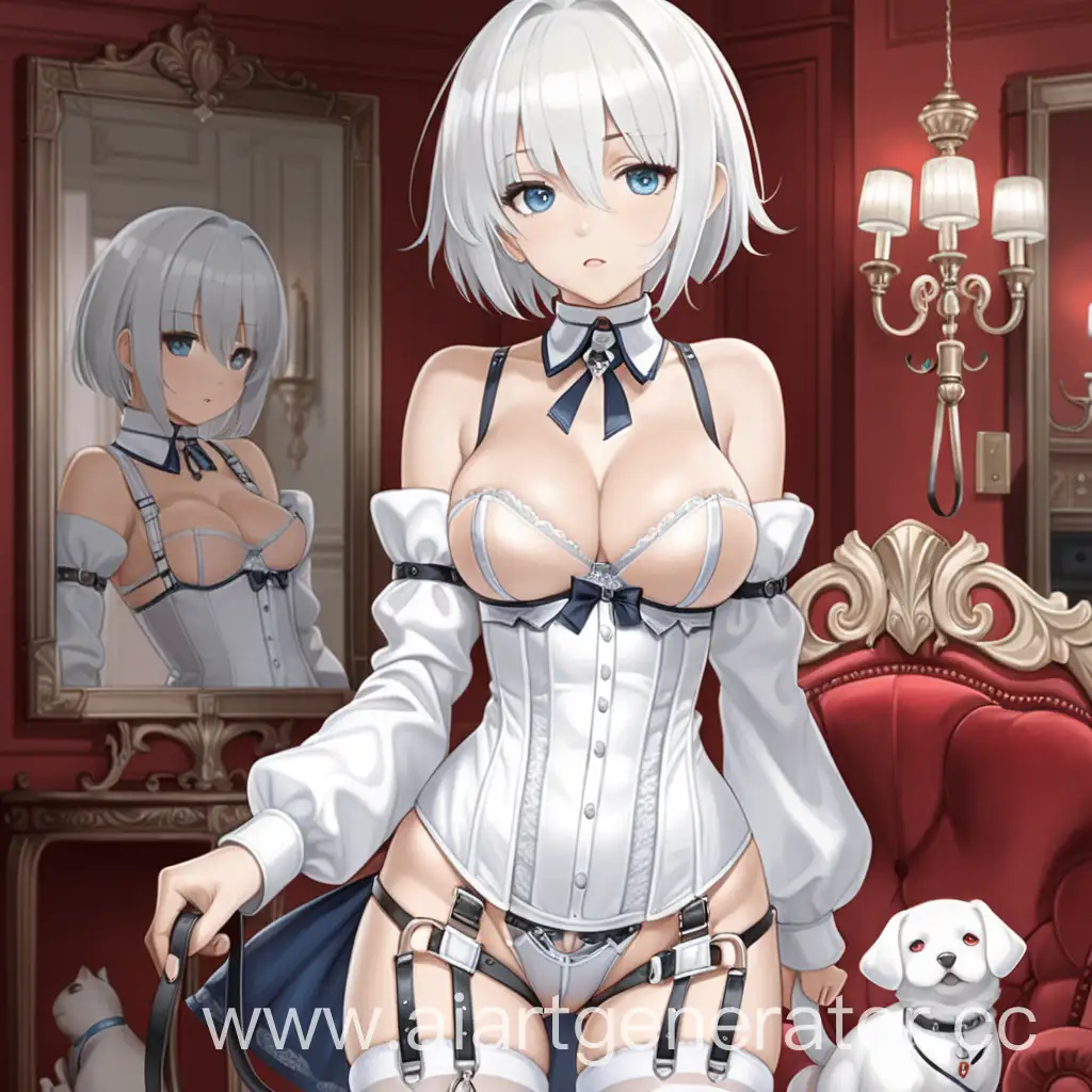 Anime-Girl-with-White-Hair-and-Pet-Leash-in-Red-Room