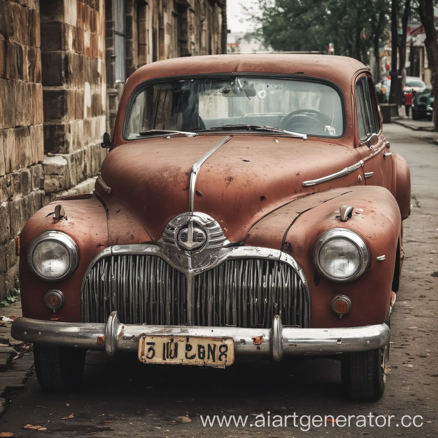 Vintage-Automobile-Rusting-in-Abandoned-Lot