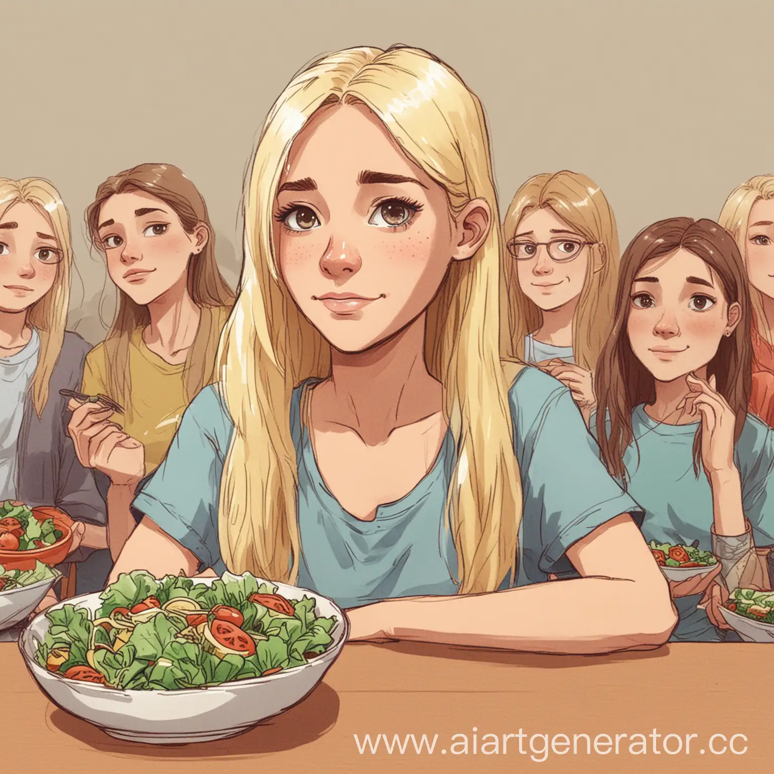 Blonde-Girl-Leading-Eating-Disorder-Support-Group-with-Salad-Bowl