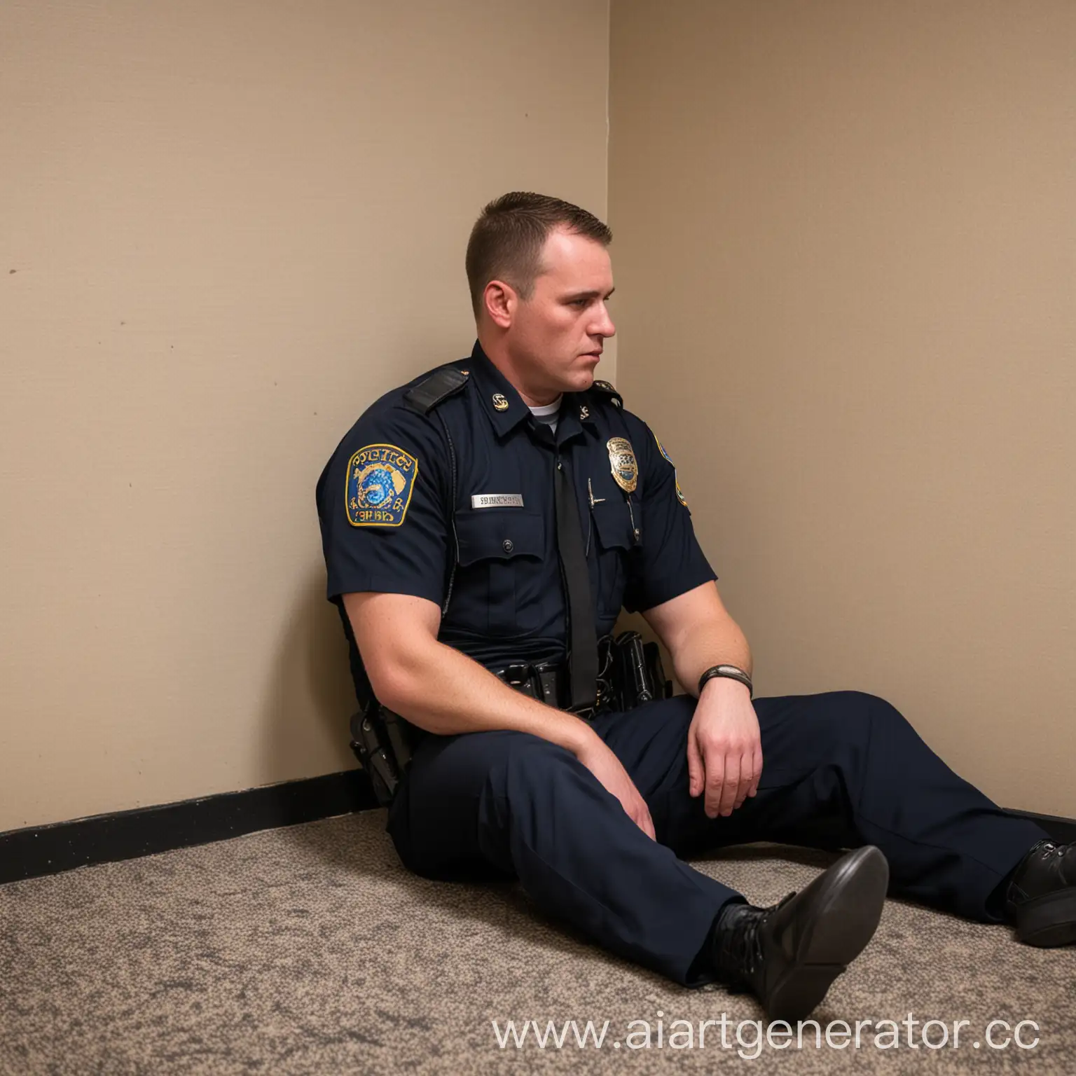 USA-Police-Officer-Sitting-on-Floor-Overcome-with-Grief