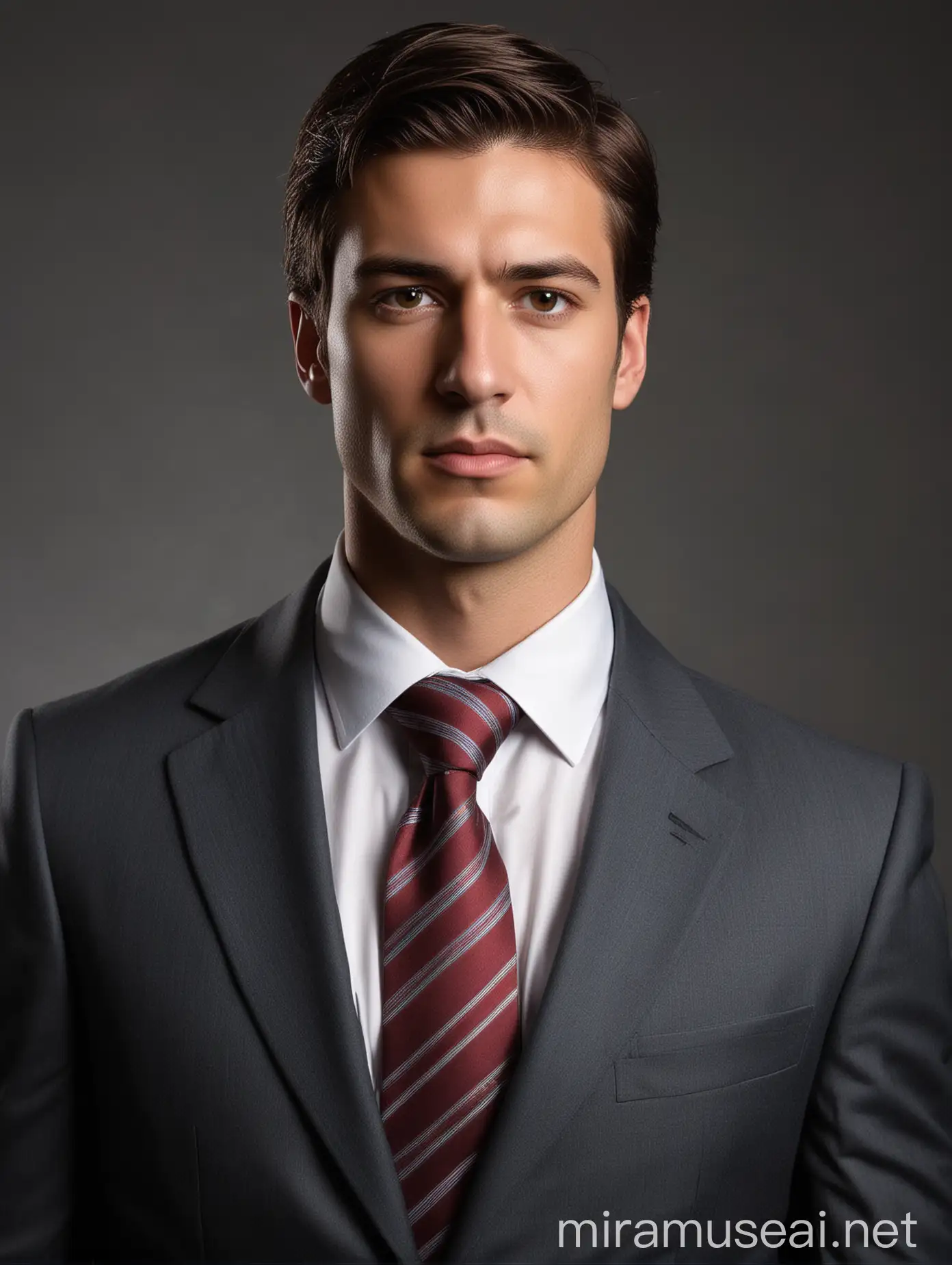 color photo of a businessman in an isolated background, capturing the essence of professionalism, confidence, and determination. The photo focuses on the businessman, who stands tall and composed, exuding an air of success and authority. He is dressed impeccably in a tailored suit, with a crisp shirt and a perfectly tied necktie. His facial expression is calm and collected, reflecting his ability to navigate the challenges of the business world with ease. The isolated background is kept simple and uncluttered, allowing the viewer to fully concentrate on the businessman and his demeanor. Soft lighting accentuates his features, casting a gentle glow that highlights his sharp and refined appearance. This photo serves as a visual representation of the world of business and corporate professionalism. It celebrates the qualities of leadership, ambition, and the pursuit of success. The composition invites viewers to admire the businessman's determination and to reflect on their own aspirations and goals. It reminds us of the power of focus, confidence, and dedication in the business realm.