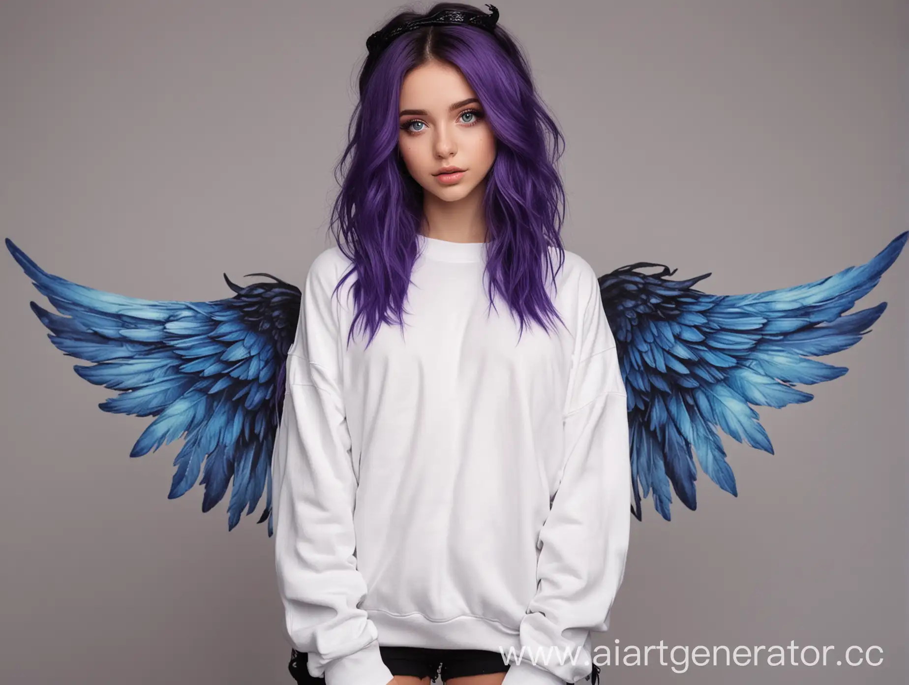 Adorable-Girl-in-Stylish-Monochrome-Outfit-with-Purple-Hair-and-Halo